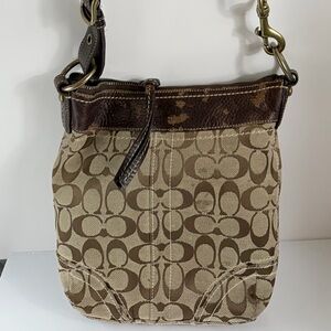 Coach Signature Canvas Messenger Bag in Brown and Tan